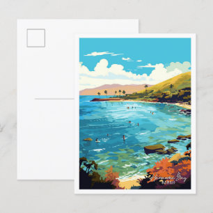 Hanauma Bay Hawaii Kunst Vintage-Reiseillustration Postkarte