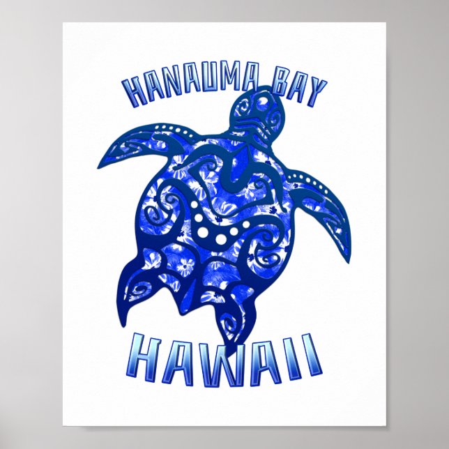 Hanauma Bay Hawaii Vacation Tribal Turtle Poster (Vorne)