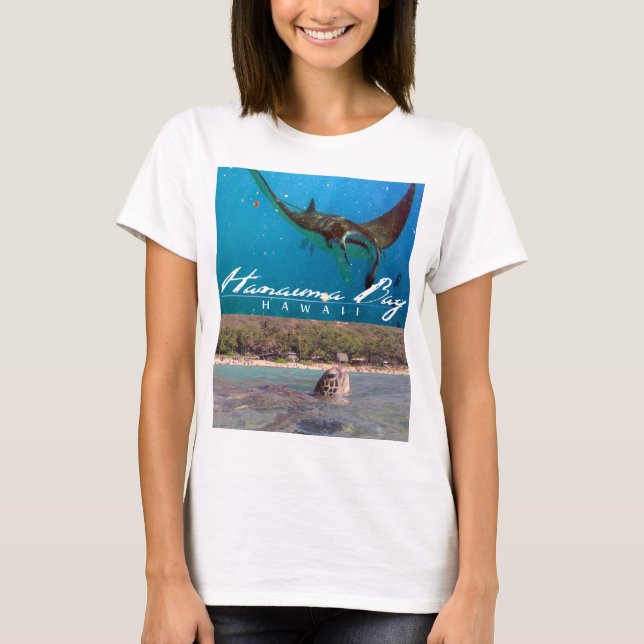Hanauma Bay Oahu Hawaii Manta Ray und Turtle T-Shirt (Vorderseite)
