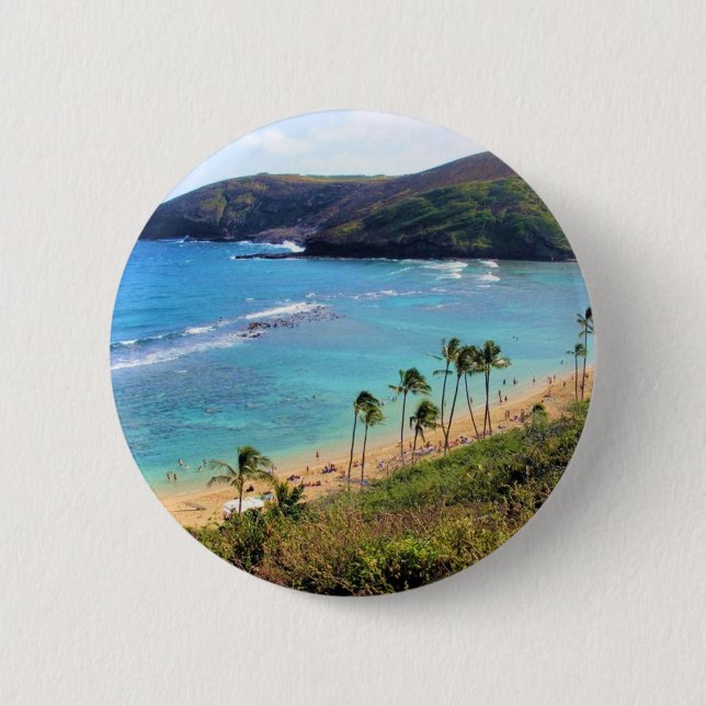 Hanauma Bucht, Ansicht Honolulus, Oahu, Hawaii Button (Vorderseite)