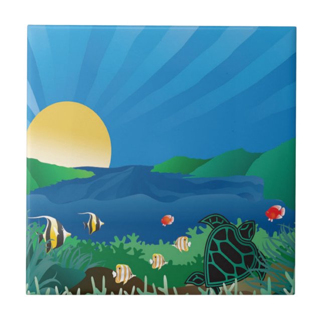 Hanauma Bucht Hawaii Fliese (Vorderseite)