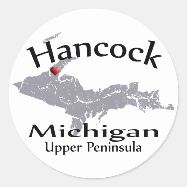 Hancock Michigan Heart Map Design Sticker (Vorderseite)