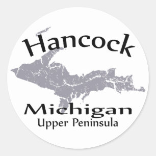 Hancock Michigan Map Design Sticker