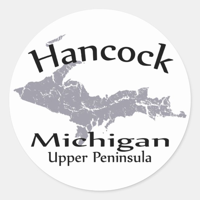 Hancock Michigan Map Design Sticker (Vorderseite)
