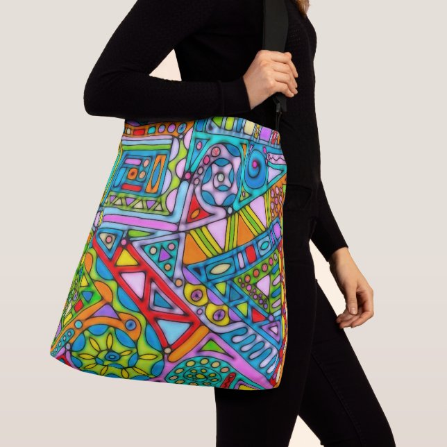 Hand And Digitally Painted Pattern Art 53 Tragetaschen Mit Langen Trägern (Von Nahem)