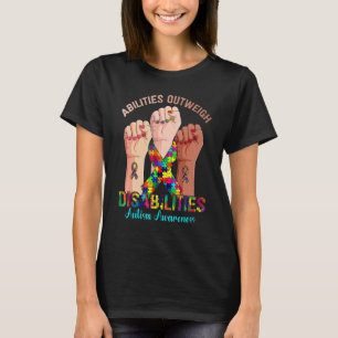 Hand Autism Awareness Ribbon Abilities Outweigewic T-Shirt