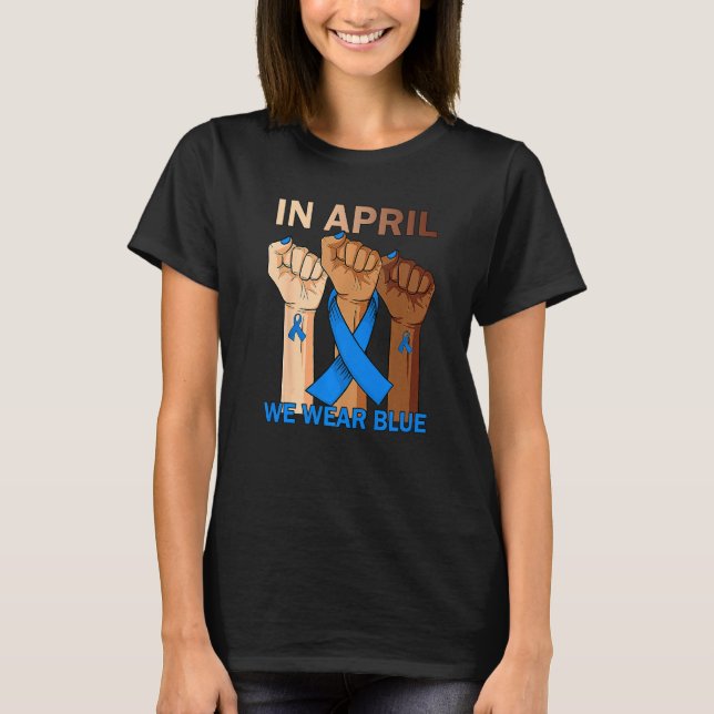 Hand Autism In April We Wear Blue Autism Awareness T-Shirt (Vorderseite)