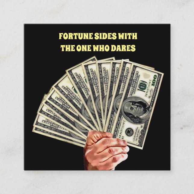 Hand-Besitz-Hundert-Dollar-Scheine-Finanzierung Quadratische Visitenkarte (Vorderseite)