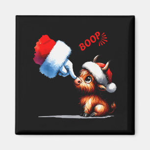 Hand Boop Weihnachten Highland Kuh Santa Bauer Ani Magnet