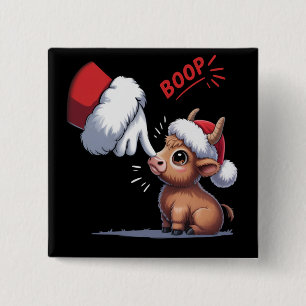 Hand Boop Weihnachten Highland Kuh Santa Farmer Button
