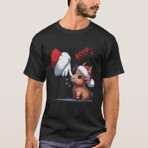 Hand Boop Weihnachten Highland Kuh Santa Farmer T-Shirt