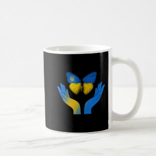 Hand Butterfly Ukraine ukrainische Flagge mit EU Kaffeetasse