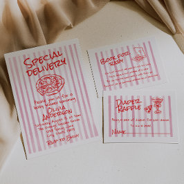 Hand Dawn Pink Pizza Spezielle Kinderdusche Einladung