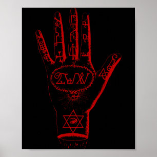 Hand der Geheimnisse Satanisches Pentagramm Siegel Poster