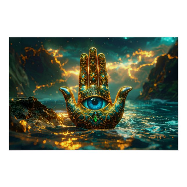 HAND DER HAMSA – HAND DER FATIMA – ZEN-BUDDHISMUS POSTER (Vorderseite)