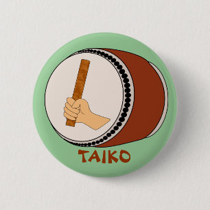 Hand, die das Stock Taiko Trommel-japanische Button