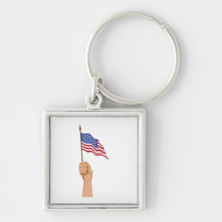 Hand, die die USA-Flagge schwenkt Schlüsselanhänger