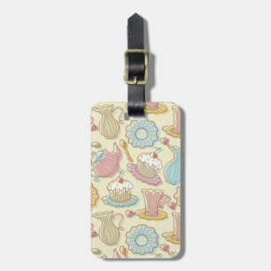 Hand, die Geschirr-Silhouetten zeichnet Gepäckanhänger