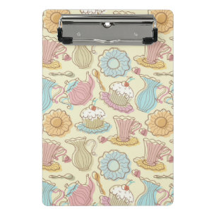 Hand, die Geschirr-Silhouetten zeichnet Mini Klemmbrett