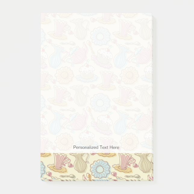 Hand, die Geschirr-Silhouetten zeichnet Post-it Klebezettel (Vorderseite)