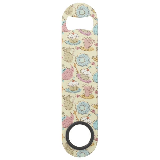 Hand, die Geschirr-Silhouetten zeichnet Speedflaschenöffner (Vorderseite)