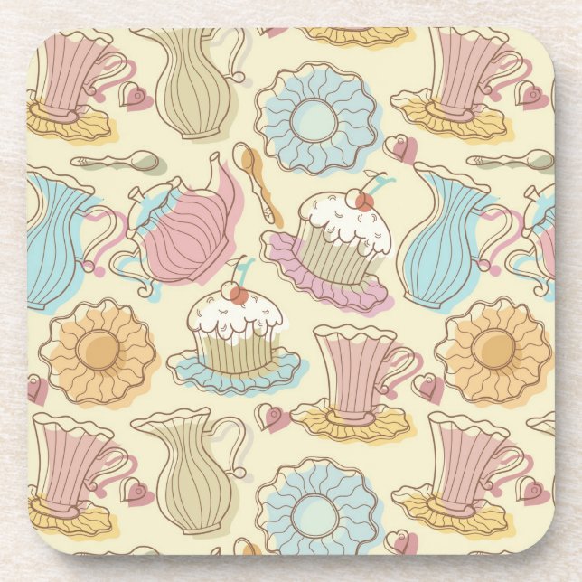 Hand, die Geschirr-Silhouetten zeichnet Untersetzer (Vorderseite)