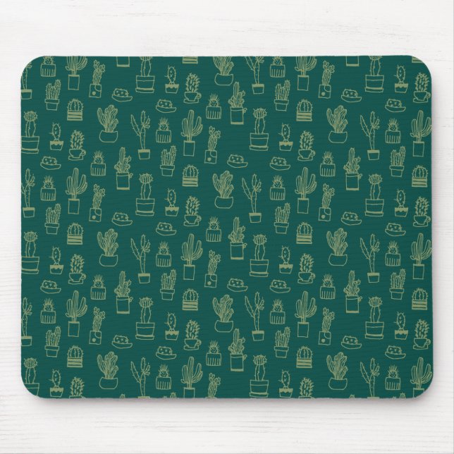 Hand, die Kaktus-Collage zeichnet Mousepad (Vorne)