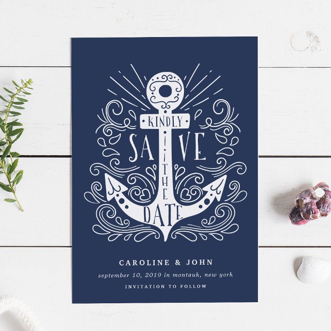 Hand Dragezeichnete Ankerkarte Save the Date (Von Creator hochgeladen)