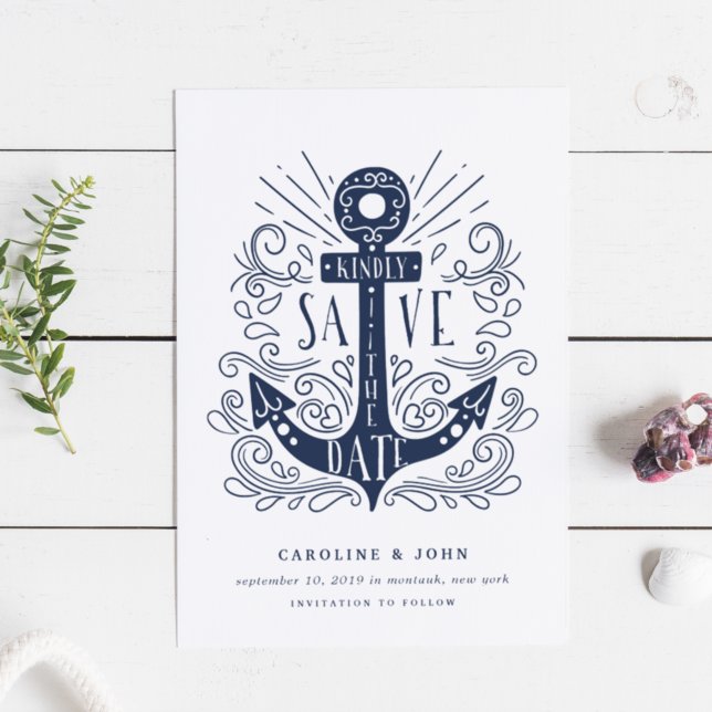 Hand Dragezeichnete Ankerkarte Save the Date (Von Creator hochgeladen)