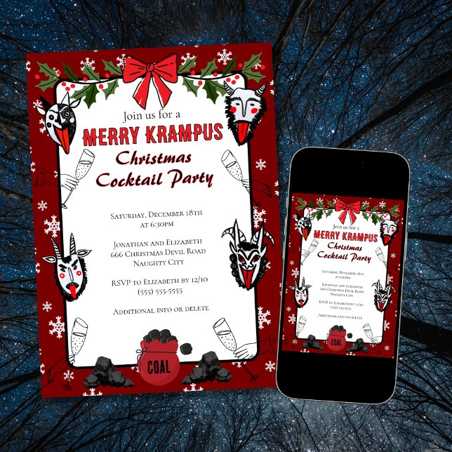 Hand Drary Krampus Weihnachtscocktail Party Einladung (Von Creator hochgeladen)