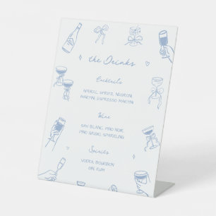 Hand Drawing etwas Blue Brautparty Drink Menu Sockelschild