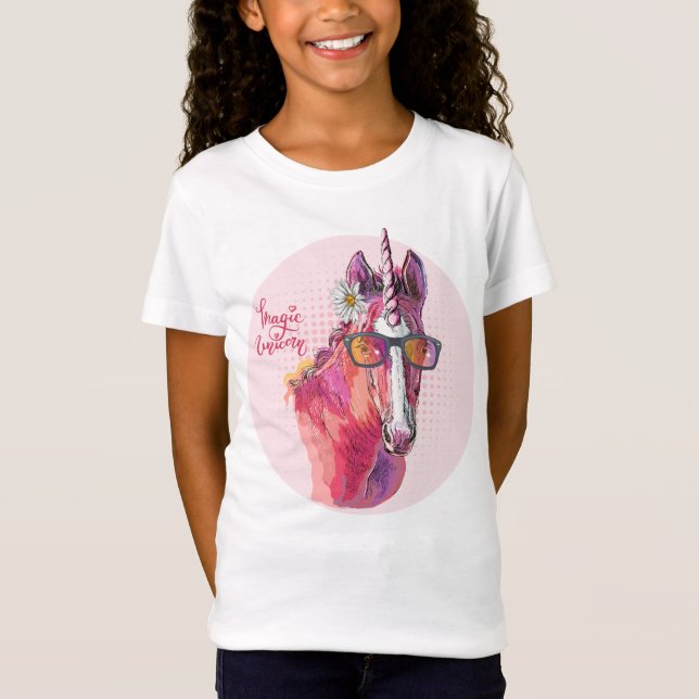 Hand drawing pink Unicorn T-Shirt (Vorderseite)