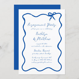 Hand Drawing Ribbon Französisch Blue Engagement Pa Einladung
