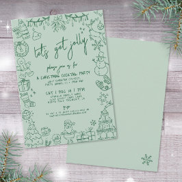 Hand Drawing Whimsical Weihnachtscocktail Party Einladung