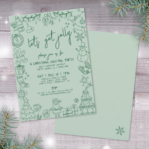 Hand Drawing Whimsical Weihnachtscocktail Party Einladung