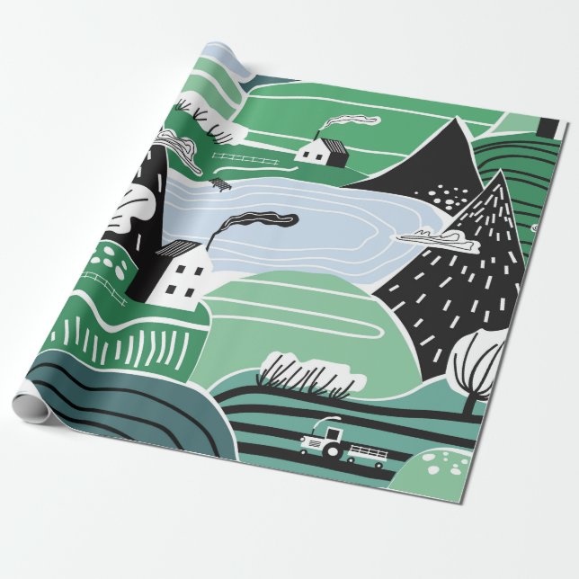 Hand drawn abstract scandinavian graphic illustrat geschenkpapier (Ungerollt)