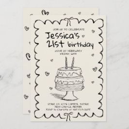 Hand Drawn Adult Scribble Birthday Einladung