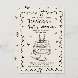 Hand Drawn Adult Scribble Birthday Einladung