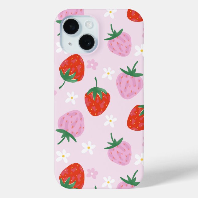 Hand-Drawn Aesthetic Strawberry Seamless Pattern Case-Mate iPhone Hülle (Rückseite)