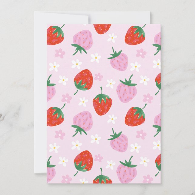 Hand-Drawn Aesthetic Strawberry Seamless Pattern  Einladung (Vorderseite)