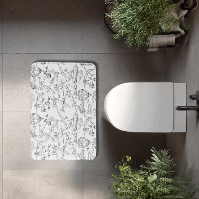 Hand drawn Airplanes Aviation Pilot Aviator Fun Badematte (Von Creator hochgeladen)