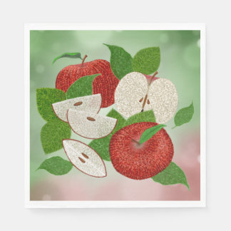 Hand-Drawn Apple Napkins – Rustic Charm Tableware Serviette