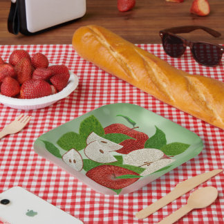 Hand-Drawn Apple Plates – Rustic Modern Pappteller