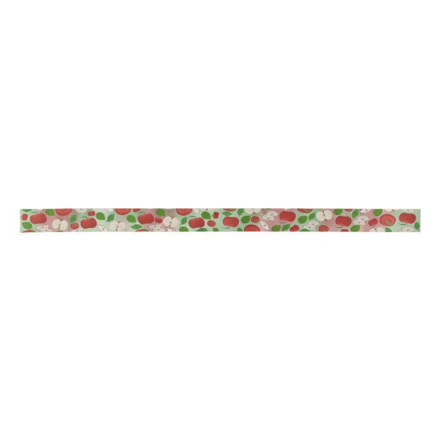 Hand-Drawn Apple Ribbon – Rustic Modern Satinband (Vorderseite)