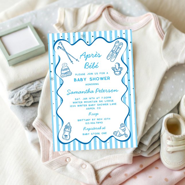 Hand Drawn Apres Bebe Apres Ski Boy Baby Shower Einladung (Von Creator hochgeladen)