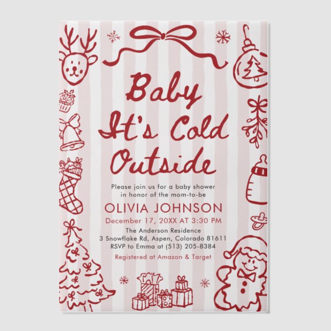 Hand Drawn Baby It's Cold Outside Baby Shower (Vorderseite)