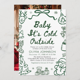 Hand Drawn Baby It's Cold Outside Baby Shower Einladung