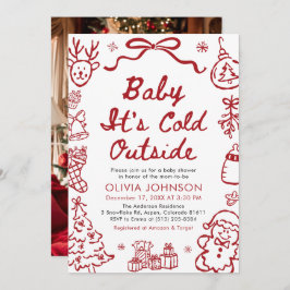 Hand Drawn Baby It's Cold Outside Baby Shower Einladung