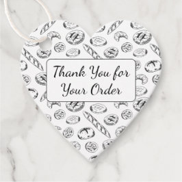 Hand-Drawn Bakery Pattern Heart Thank You Geschenkanhänger