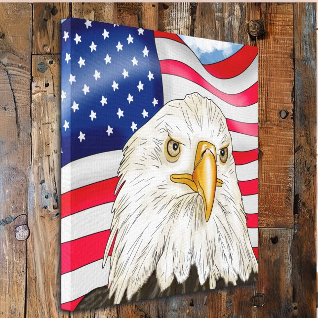 Hand Drawn Bald Eagle und Patriotic amerikanische  Leinwanddruck (Von Creator hochgeladen)